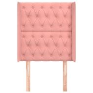 Горна табла за легло с уши, розова, 83x16x118/128 см, кадифе