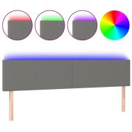 LED горна табла за легло, тъмносива, 200x5x78/88 см, плат