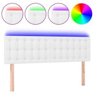 LED Горна табла за легло, бяла, 144x5x78/88 см, изкуствена кожа