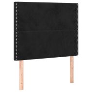 LED горна табла за легло, черна, 100x5x118/128 см, кадифе