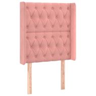 LED горна табла за легло, розова, 83x16x118/128 см, кадифе