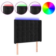 LED горна табла за легло, черна, 93x16x118/128 см, кадифе