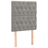 Боксспринг легло с матрак и LED, светлосиво, 90x190 см, кадифе