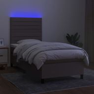 Боксспринг легло с матрак и LED, таупе, 90x200 см, плат