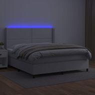 Боксспринг легло с матрак и LED бяло 180x200 см изкуствена кожа