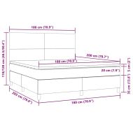 Боксспринг легло с матрак и LED, тъмнозелено, 180x200см, кадифе