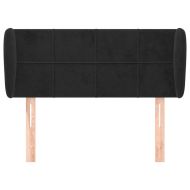 Горна табла за легло с уши, черна, 93x23x78/88 см, кадифе