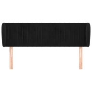 Горна табла за легло с уши, черна, 147x23x78/88 см, кадифе