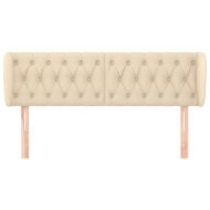 Горна табла за легло с уши, кремава, 163x23x78/88 см, плат