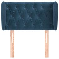 Горна табла за легло с уши, тъмносиня, 83x23x78/88 см, кадифе