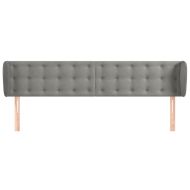 Горна табла за легло с уши, светлосива, 203x23x78/88 см, кадифе