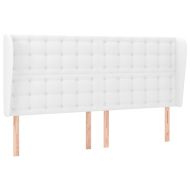 Горна табла с уши, бяла, 183x23x118/128 см, изкуствена кожа