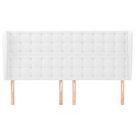 Горна табла с уши, бяла, 183x23x118/128 см, изкуствена кожа