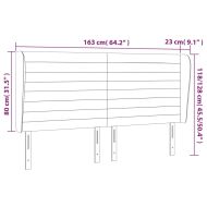 Горна табла за легло с уши, розова, 163x23x118/128 см кадифе
