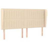Горна табла за легло с уши, кремава, 163x23x118/128 см, плат
