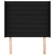 Горна табла за легло с уши, черна, 103x16x118/128 см, плат