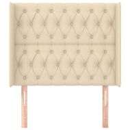 Горна табла за легло с уши, кремава, 103x16x118/128 см, плат