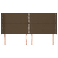 Горна табла за легло с уши, тъмнокафява,163x16x118/128 см, плат