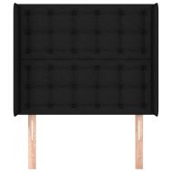 Горна табла за легло с уши, черна, 93x16x118/128 см, плат