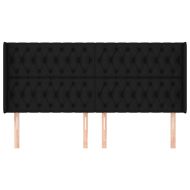 Горна табла за легло с уши, черна, 183x16x118/128 см, плат