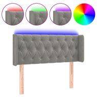 LED горна табла за легло, светлосива,93x16x78/88 см, кадифе