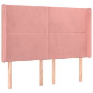 LED горна табла за легло, розова, 147x16x118/128 см, кадифе