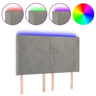 LED горна табла за легло, светлосива, 147x16x118/128 см, кадифе