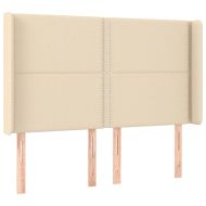 LED горна табла за легло, кремава, 147x16x118/128 см, плат