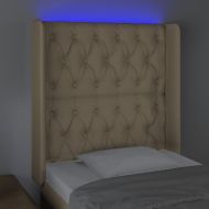 LED горна табла за легло, кремава, 83x16x118/128 см, плат