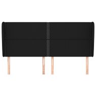 Горна табла за легло с уши, черна, 183x23x118/128 см, плат