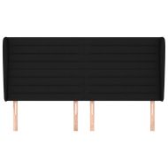 Горна табла за легло с уши, черна, 203x23x118/128 см, плат