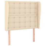 Горна табла за легло с уши, кремава, 93x23x118/128 см, плат