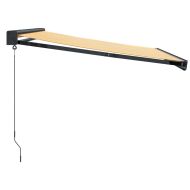 Прибираща се тента жълто и бяло 3,5x2,5 м плат и алуминий