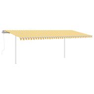 Автоматична тента с LED и сензор за вятър 6x3,5 м жълто и бяло