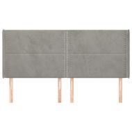 Горна табла за легло с уши, светлосива,163x16x118/128см, кадифе