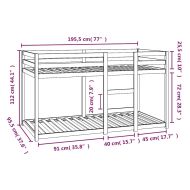 Двуетажно легло без матрак 90x190 cm Масивна дървесина Бор