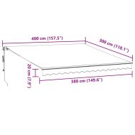 Автоматично прибираща се тента, антрацит и бял, 400x300 см