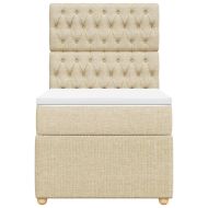 Боксспринг легло с матрак, кремава, 90x190 см, плат