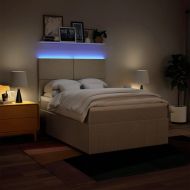 Боксспринг легло с матрак, кремава, 160x200 см, плат