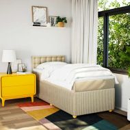 Боксспринг легло с матрак, кремаво, 100x200 см, плат