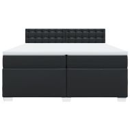 Боксспринг легло с матрак, черно, 200x200 см, изкуствена кожа