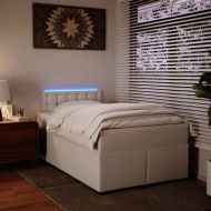 Боксспринг легло с матрак, бяло, 120x200 см, изкуствена кожа