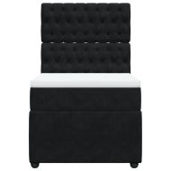 Боксспринг легло с матрак, черно, 90x200 см, кадифе
