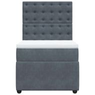 Боксспринг легло с матрак, тъмносив, 90x190 см, кадифе