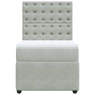 Боксспринг легло с матрак, светлосиво, 90x200 см, кадифе