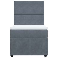 Боксспринг легло с матрак, тъмносиво, 90x200 см, кадифе