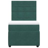 Боксспринг легло с матрак, тъмнозелено, 100x200 см, кадифе