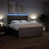 Боксспринг легло с матрак, таупе, 200x200 см, плат