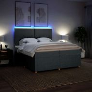 Боксспринг легло с матрак, тъмносиво, 200x200 см, плат