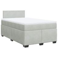 Боксспринг легло с матрак, светлосива, 120x190 см, кадифе
